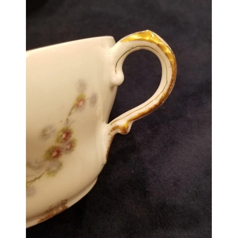 Theodore Havilland Limoges France Double Handled Cream Soup Cup & Saucer